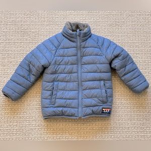GAP Toddler Reversible Puffer Jacket Sherpa
Blue and Gray
Size 4T